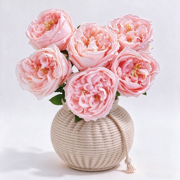 6Pcs Peonies Artificial Flowers,17"Real Touch Peonies Fake Flower,Austin Roses Long Stem for Home Decor Wedding Party Valentines Arrangement,Pink,JaHe Artisan