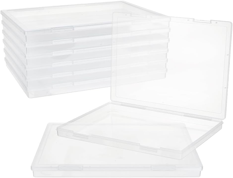 6Pcs Photo Storage Boxes 11.6x8.3 Inch Clear Plastic Scrapbook Paper Storage with Snap-Tight Latch