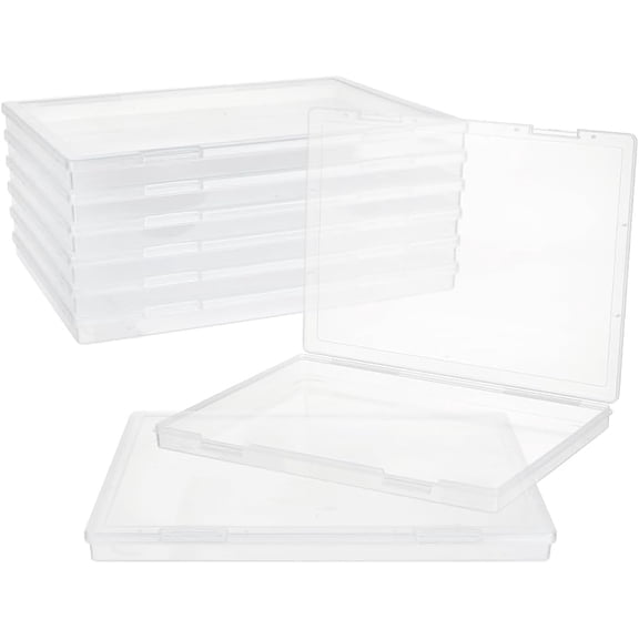 6Pcs Photo Storage Boxes 11.6x8.3 Inch Clear Plastic Scrapbook Paper Storage with Snap-Tight Latch