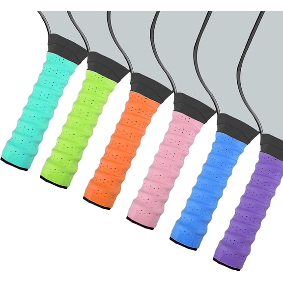 6Pcs Pickleball Paddle Grip Tape, Pickleball Anti-Slip Perforated Super Absorbent Pickleball Overgrip Handle Replacement Wrap for Pickleball Paddle