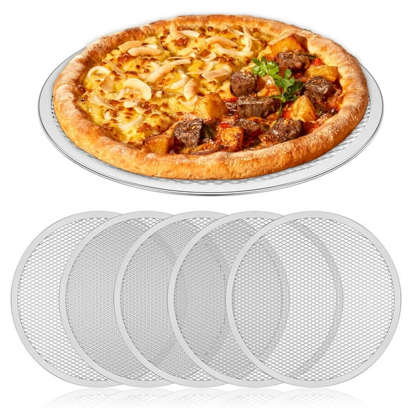 6Pcs Pizza Tray 12 inch Pizza Screen Non Stick Pizza Oven Tray Temperature Resistant Pizza Mesh Baking Tray Reusable Pizza Mesh Pan for Baking Oven Home Restaurant