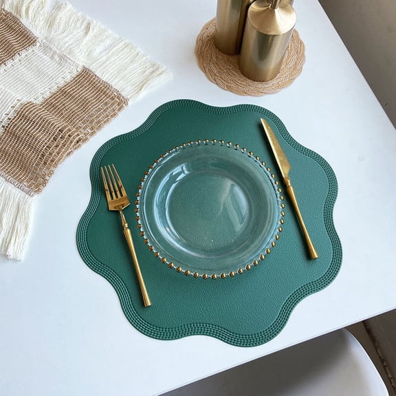 6Pcs Placemats Table Mat Pvc Heat-Resistant Washable Wipeable Non-Slip Oil-Proof Green YIWEI