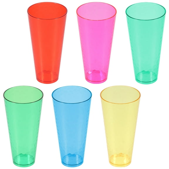 6Pcs Plastic Hammered Tumbler With Large Mouth Reusable Stackable Plastic Drinking Cup Temperature Resistant Plastic Water Cup for Home Office Outdoor Picnic