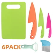 6Pcs Plastic Kitchen Knife Set,Nylon Kitchen Knives for Kids,Safe Colorful Plastic Cooking Knives for Baking,Fruit,Bread,Cake,Lettuce Knife