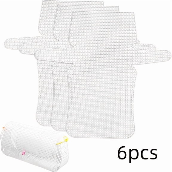6Pcs Plastic Mesh Canvas Sheets for DIY Bag Making — Weaving Grid Panels with Standard Holes, Compatible with Yarn & Sewing Thread for Crochet, Embroidery, Wallets & Pouches, Black or White