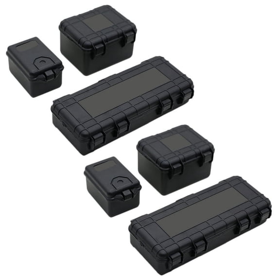 6Pcs Plastic Rc Car Storage Box Decoration Tool for Trx4 Axial Scx10 90046 D90 1/10 Rc Crawler Accessories Black