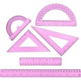 thumbnail image 1 of 6Pcs Plastic Ruler Math Set Includes 12 Inch 6 Inch Straight Protractor Triangle Geometry Transparent Math Ruler Measuring Tools for Classroom Office Student Home Drawing Supplies(Pink), 1 of 6