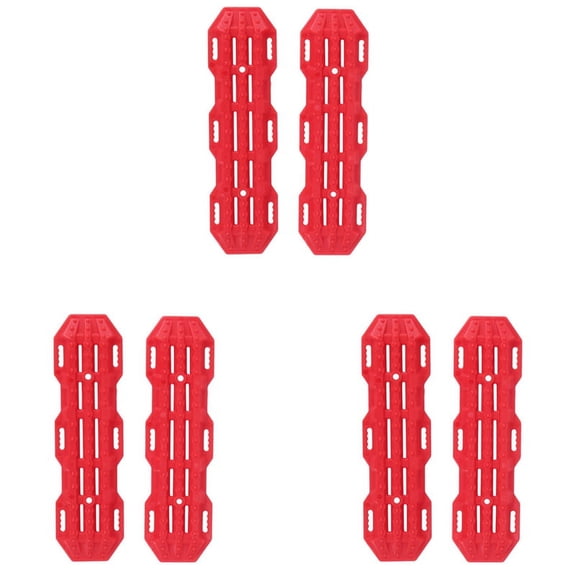 6Pcs Plastic Sand Ladder Recovery Ramps Board for 1:10 RC Crawler Axial SCX10 CC01 -4 D90 ,Red
