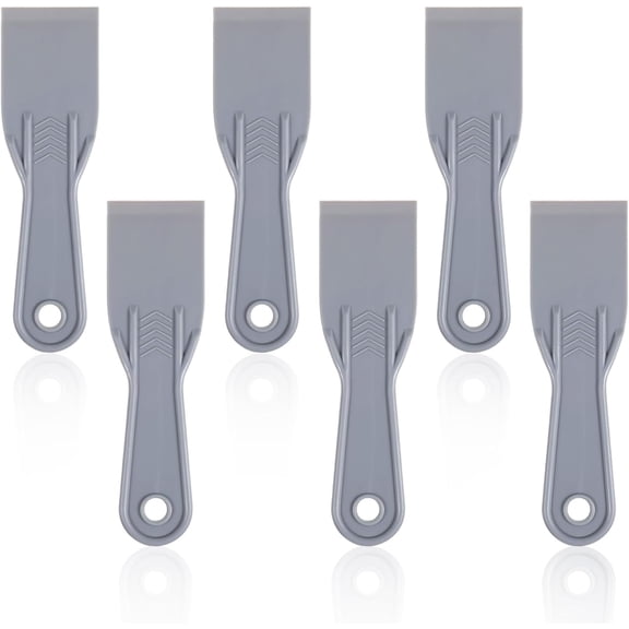 6Pcs Plastic Scraper, Flexible Plastic Scraper Tool Non Scratch for Walls & Ceilings, Spackle Tools with Ergonomic Handles (Grey, 7 Inch)