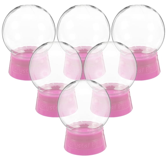 SOPOTUTU 6Pcs Pink Plastic Snow Globes DIY Display Case for Craft Home Christmas Decor