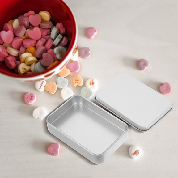 6Pcs Plated Silver Tinplate Cookie Container Rectangular Durable Storage Canister