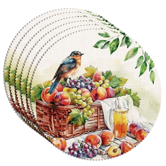 6Pcs Polyester Table Cloth for Dining Table Decoration Square Bird 380x380mm