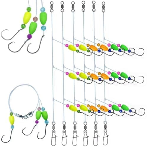 6Pcs Pompano Fishing Rigs Ready Kit3 in 1 Float Rigs with Triple 3/0 Circle Hook for Surf Fishing12/0 Fishing line / 50in length/50lbTension in freshwter and Saltwater$$Sport & Recreation Other
