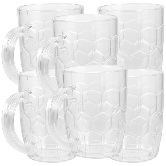 STRANDCHIC Set of 6 Clear Multi-Function Beer Drinking Mugs for Parties, Festivals, and Everyday Use