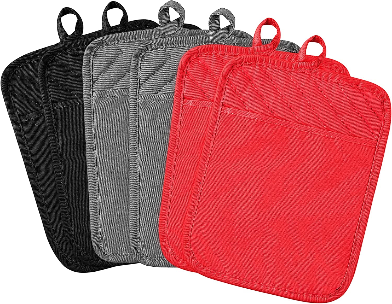 6Pcs Pot Holder with Pocket for Kitchen Cotton Pot Holder Set Machine