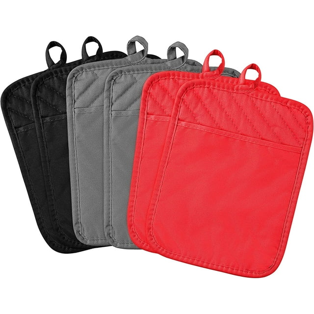 6Pcs Pot Holder with Pocket for Kitchen Cotton Pot Holder Set Machine