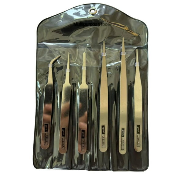 6Pcs Precise Stainless Steel Tweezers Bent Straight Tweezers For Electronics