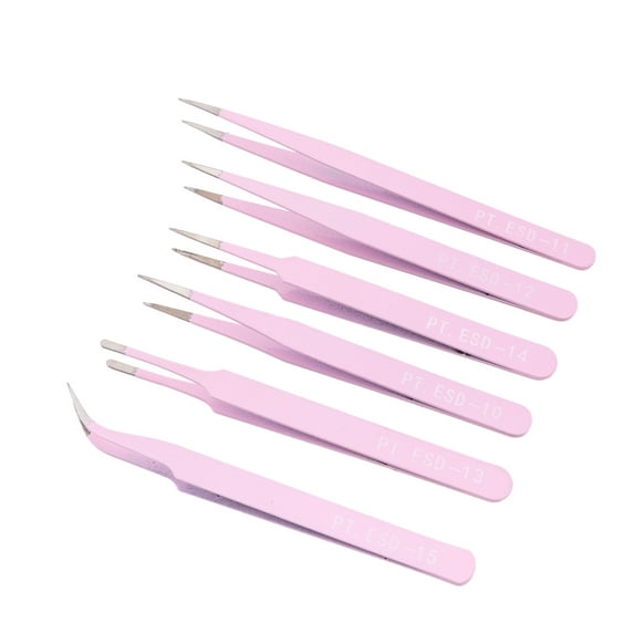 6Pcs Precision Tweezer Set Professional Stainless Steel Tweezers for Craft Jewelry Model Making Electronic Picking Tool