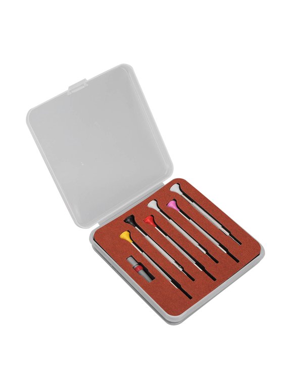 6Pcs Precision Watch Repair Screwdriver Set with Storage Box, High Speed Steel Micro Jewelers Screwdriver Kit, Slot and Cross Type Nonslip Grip Tools, 5.91 inches / 15.0 cm Box