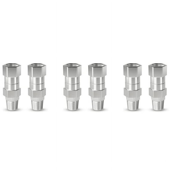 6Pcs Pressure Washer Swivel, 3/8 Inch NPT Male Thread Fitting, Stainless Steel, Free to Hose Fitting