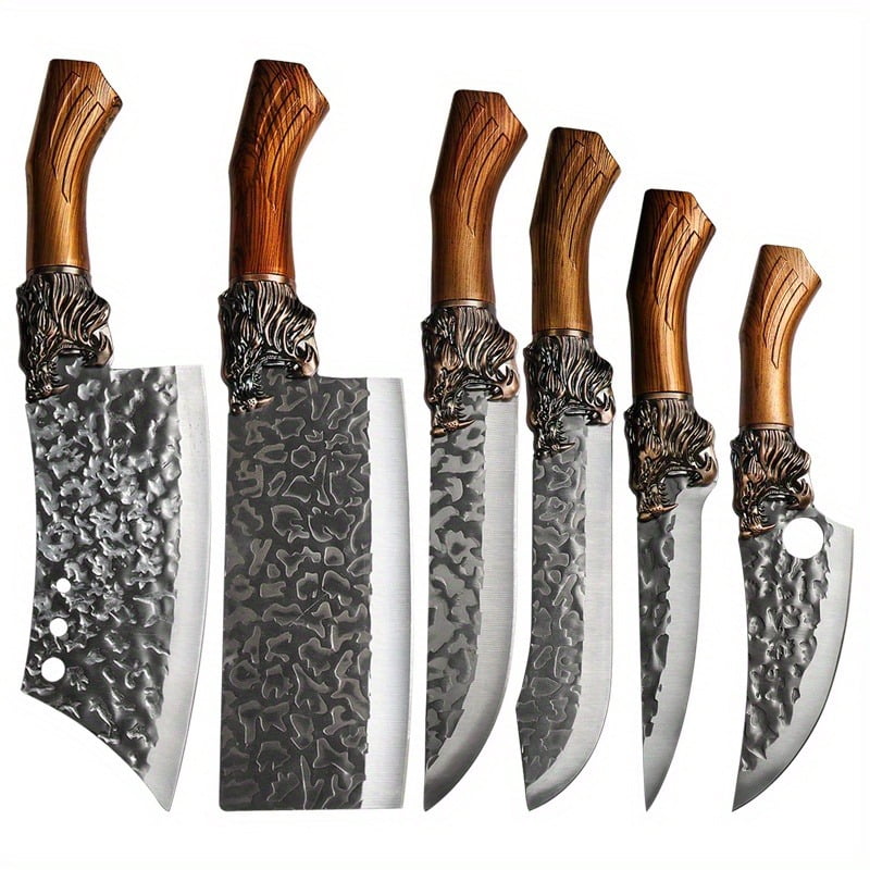 6Pcs, Professional Kitchen Chef Knife Set, Stainless Steel Boning Knife Chef Knife Utility Knife Cutting Knife Fish Knife Butcher Knife for Kitchen Convenience