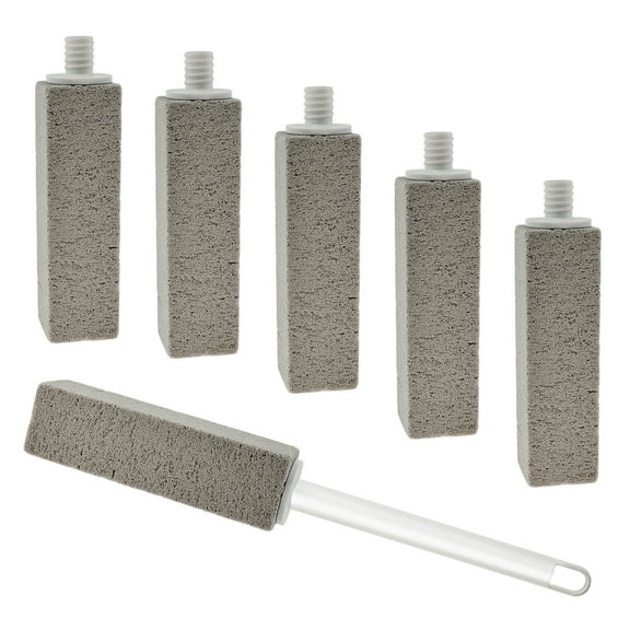 6Pcs Pumice Cleaning Stone Powerful Pumice Stone with Long Handle Detachable Pumice Scouring Stick Flexible Toilet Bowl Cleaner Versatile Pumice Cleaning Bar for Toilet Bathtub Kitchen Grill Stove