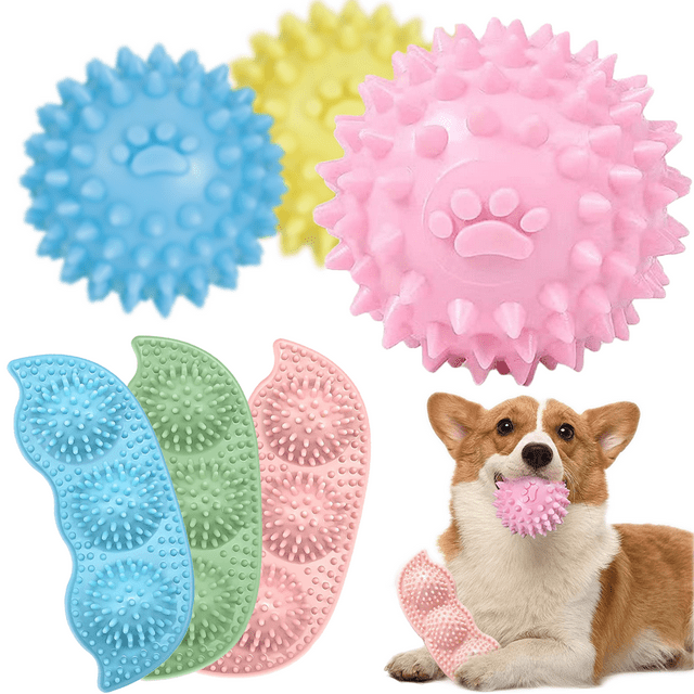 6Pcs Puppy Chew Toys, Rubber Dog Teething Toys Clean Pet Teeth & Soothe
