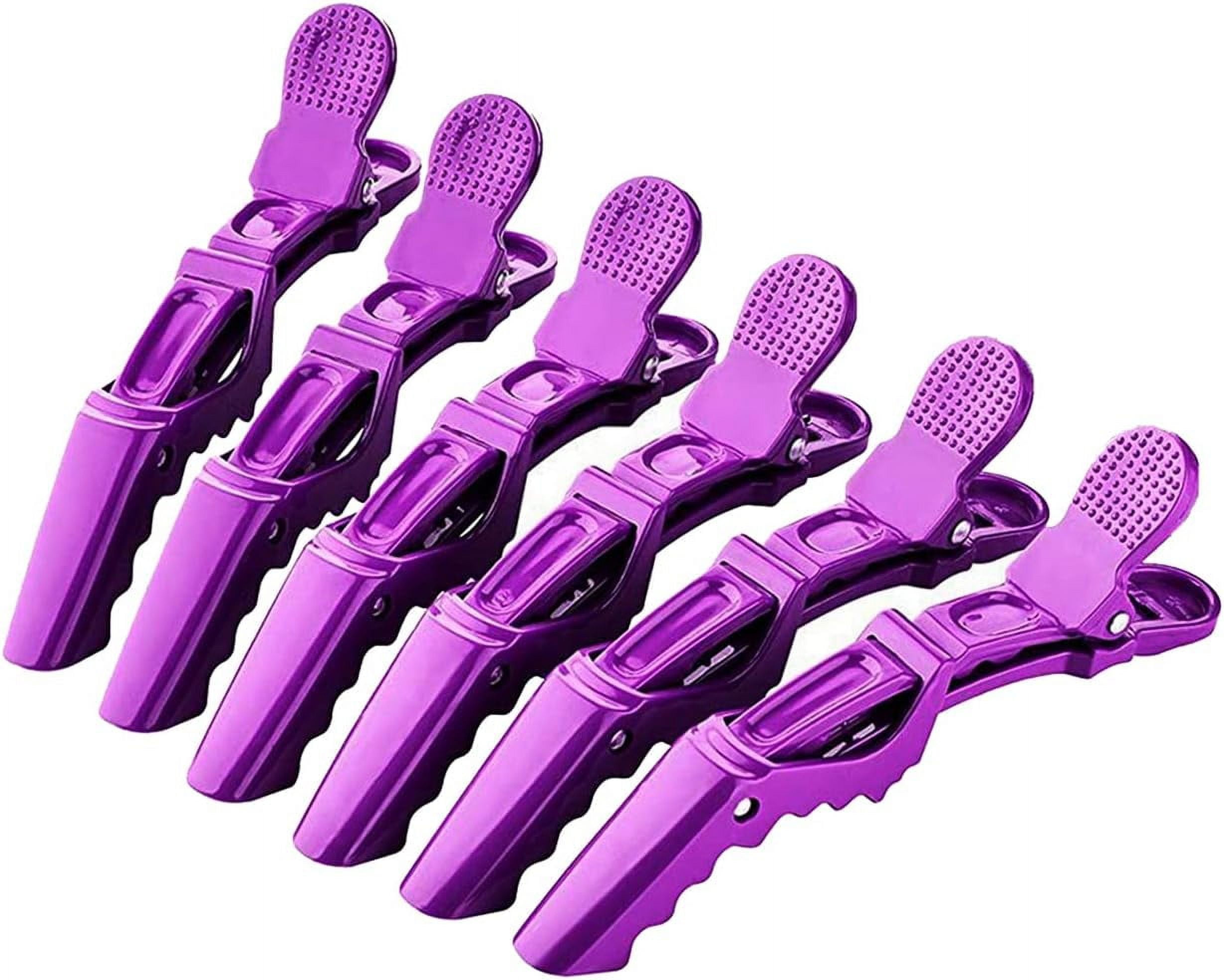 6Pcs Purple Crocodile Salon Sectioning Clamps Professional Hair Clips
