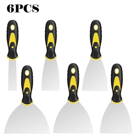 6Pcs Putty Knife Set, 1" 2" 3" 4" 5" 6" Scraper, Spackle Knife, Paint Scraper, Stainless Steel No Rusting, For Repairing Drywall, Removing Wallpaper, Mud, Plaster, Applying Putty, Cement