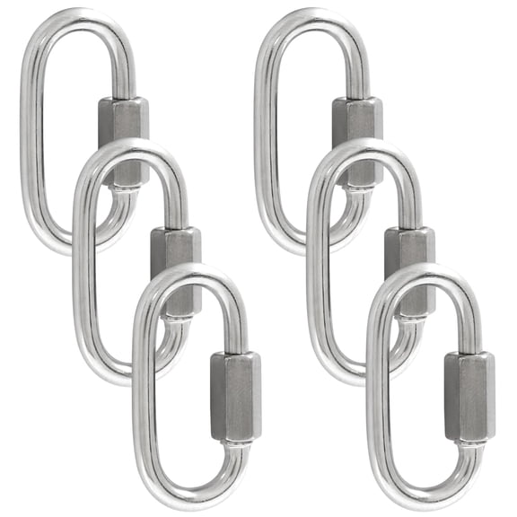 6Pcs Quick Links 1/8 Inch 304 Stainless Steel D Shape Locking Quick Connector, M3.5 Quick Link Chain Heavy Duty Durable Chain Connector - 174lbs Capacity