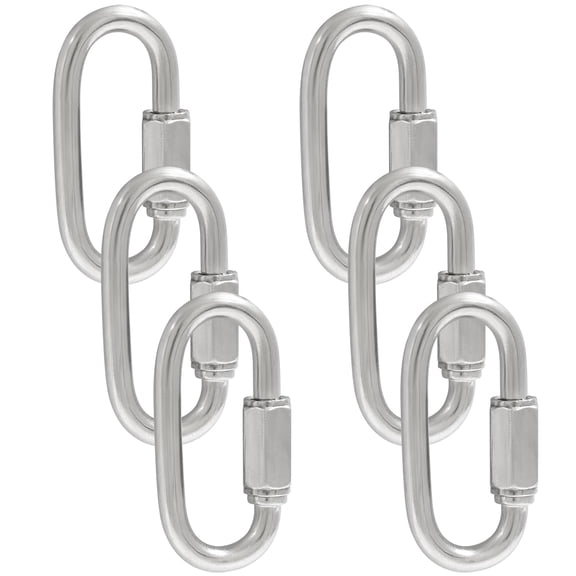 6Pcs Quick Links 3/16 Inch 304 Stainless Steel D Shape Locking Quick Connector, M5 Quick Link Chain Heavy Duty Durable Chain Connector - 648lbs Capacity