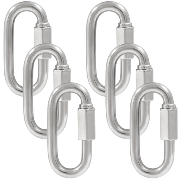 6Pcs Quick Links 5/16 Inch 304 Stainless Steel D Shape Locking Quick Connector, M8 Quick Link Chain Heavy Duty Durable Chain Connector - 1523lbs Capacity