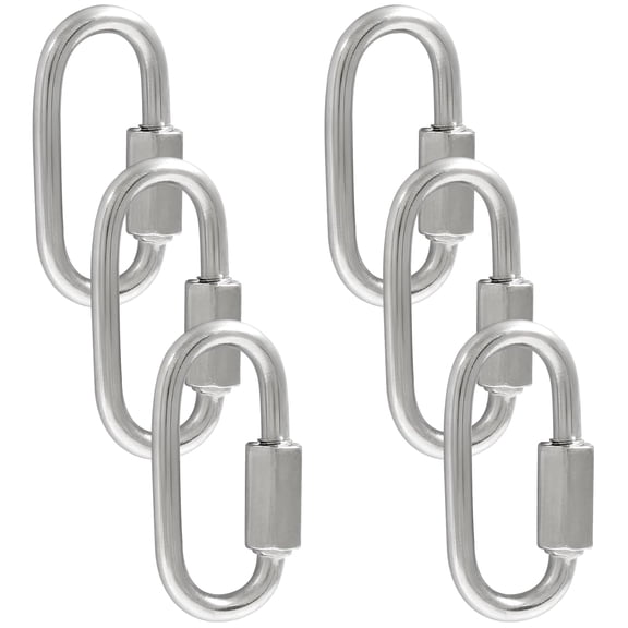 6Pcs Quick Links 5/32 Inch 304 Stainless Steel D Shape Locking Quick Connector, M4 Quick Link Chain Heavy Duty Durable Chain Connector - 500lbs Capacity