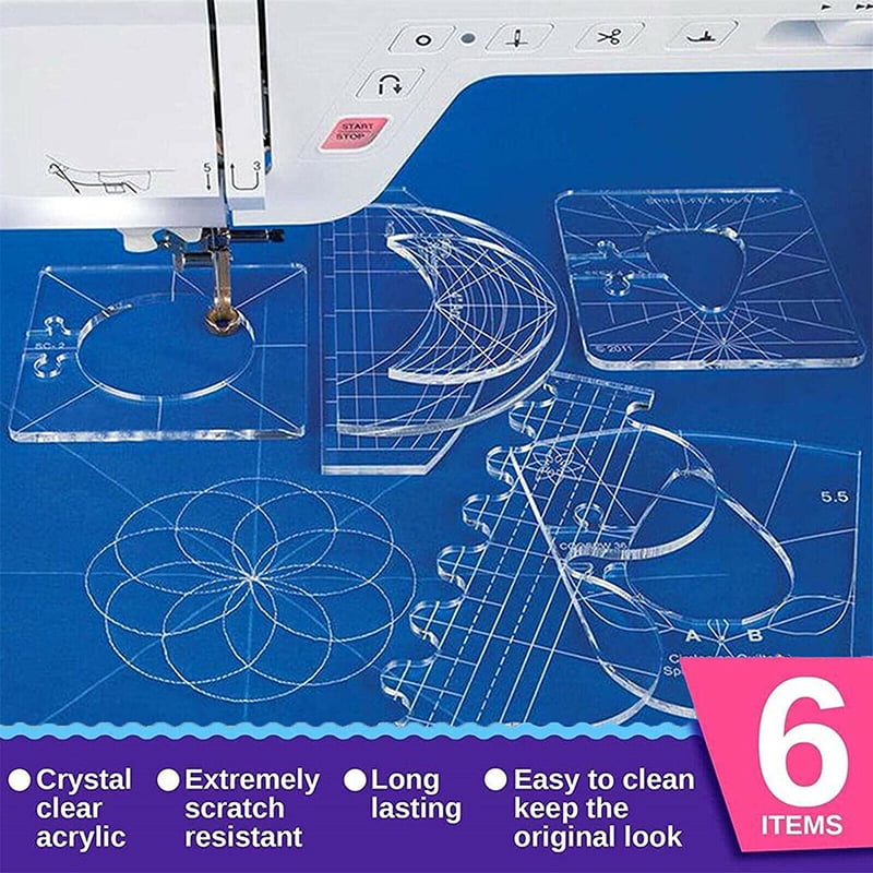 6Pcs Quilting Sewing Patchwork Rulers, Cutting Line Straight French