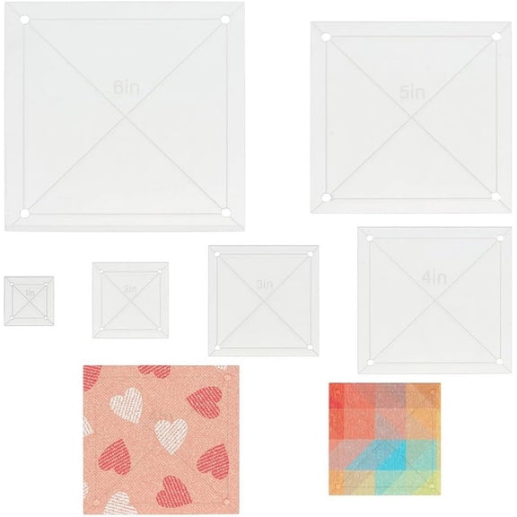 6Pcs Quilting Template Acrylic 1-6 Inch Clear Square Templates for Quilting Embroidery Template Tool Quilt Precision Tools Templates Supplies for Quilt Sewing DIY Crafts 1set