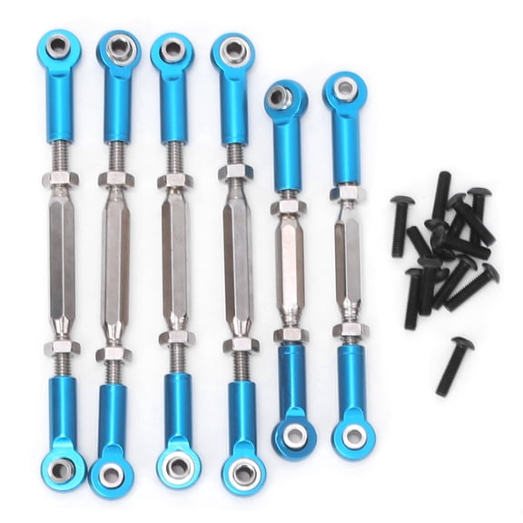 6Pcs RC Car Pull Rod Set,Metal RC Pull Rod, Upgraded Accessories Fit for 1/10 RC Hobby Car[Blue]