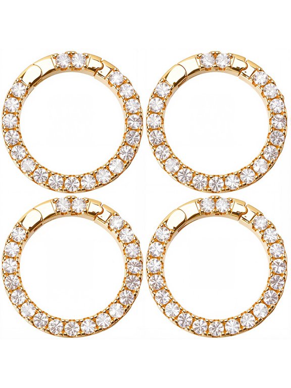 6Pcs Rack Plating Brass Micro Pave Clear Cubic Zirconia Spring Gate Ring Cadmium Free Nickel Free Lead Free Ring 19x2.5mm 10 Gauge