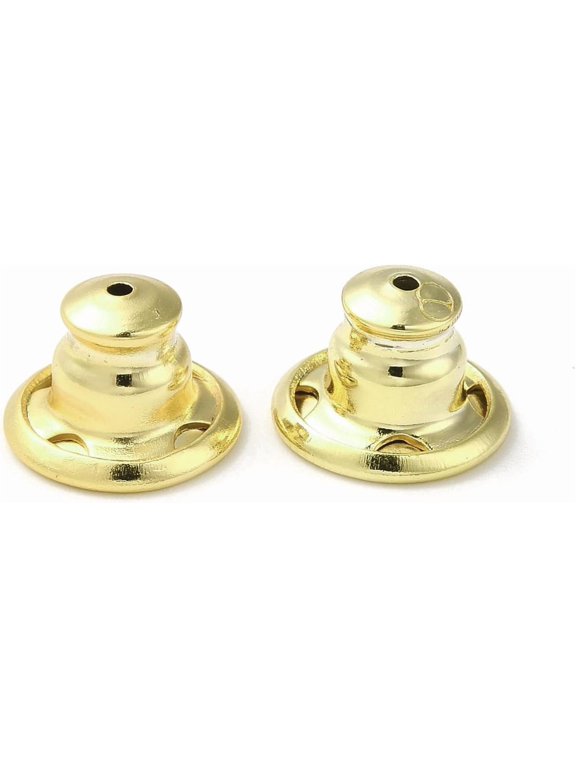 6Pcs Real 18K Gold Plated Brass Ear Nuts Rack Plating Ear Nuts for Earring Jewelry Making 10x7mm Hole: 0.7mm for DIY