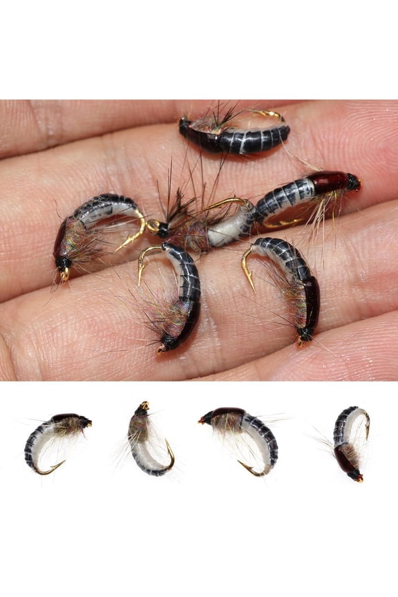 6Pcs Realistic Nymph Scud Fly for Trout Fishing Artificial Insect Bait