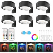 6Pcs Rechargeable Battery Picture Light,13 RGB Color Magnetic Wall Lights for Pictures with Remote Dimmable and Timer, Art Display Light for Paintings Battery Operated-RGB Black