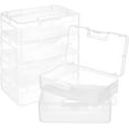 thumbnail image 1 of 6Pcs Rectangle Plastic Container Box 6.3x3.5x1.7Inch Small Clear Storage Organizer with Lids for DIY Beads Jewelry Small Craft Accessories Office Supplies, 1 of 6