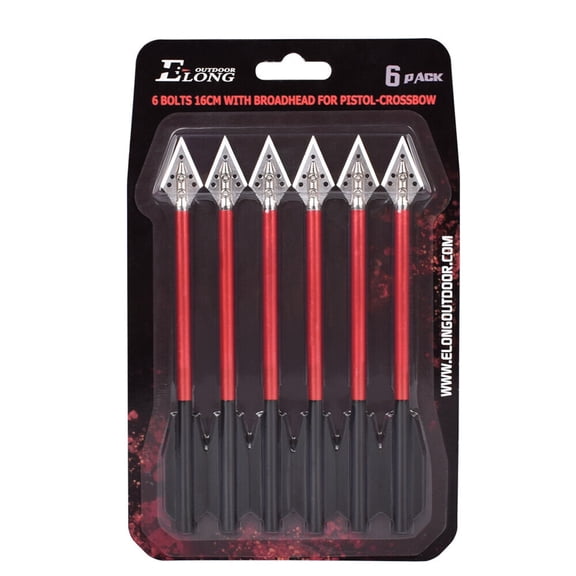6Pcs Red Crossbow Bolts 6.5inch Aluminium Arrows with Broadhead for Archery Pistol Bow 50-80lb