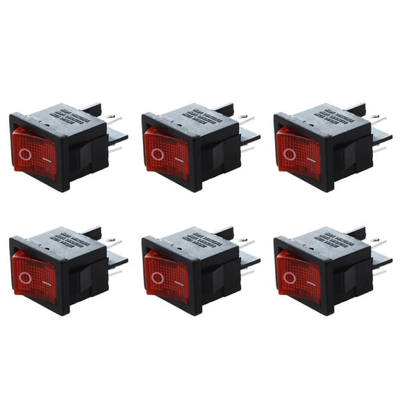 6Pcs Red Light 4 Pin Dpst On- Snap in Boat Rocker Switch 6A/250V 10A/125V Ac