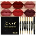 6Pcs Red Lip Liner and Lipstick Lip Stain Crayon Gift Set for Women DNM Dark Deep Red Nude Long