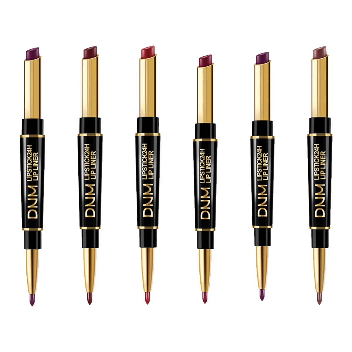 6Pcs Red Lip Liner and Lipstick Lip Stain Crayon Gift Set for Women Long Lasting 24 Hour Matte