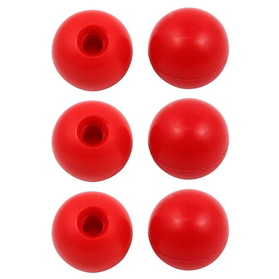 6Pcs Red Plastic Round Handle Ball Knob M10 Threaded 35mm Dia Machine Tools