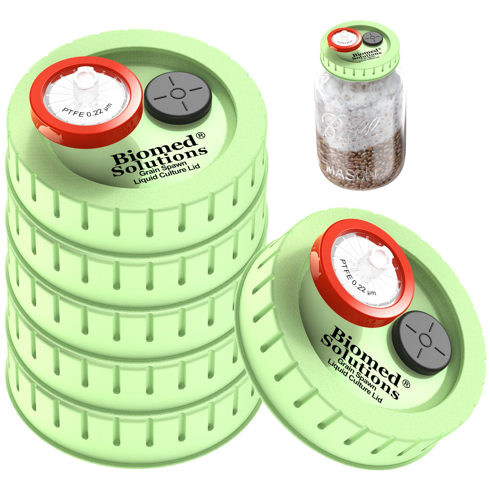Lab Quality 6pcs Regular Mouth Mason Jar Mushroom Cultivation Lid with ...