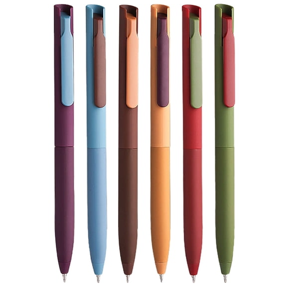 6Pcs Retractable Gel Pens 0.5Mm Colored Ink Quick Drying No Smear Soft Grip For Adult Journaling Office Note Taking