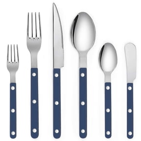 6Pcs Retro Stainless Steel Flatware Set, Color Riveted Handle Silverware Cutlery, Includes Knife,Fork,Spoon & Spreader, Green Handle