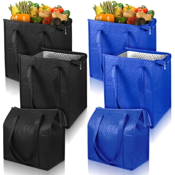 6Pcs Reusable Insulated Grocery Bags, Heavy Duty Large Insulated ...